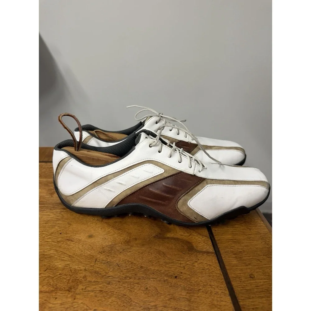 Vtg FootJoy Classics Men's 10.5 Tour 58092 White/Brown Golf Shoes Sports